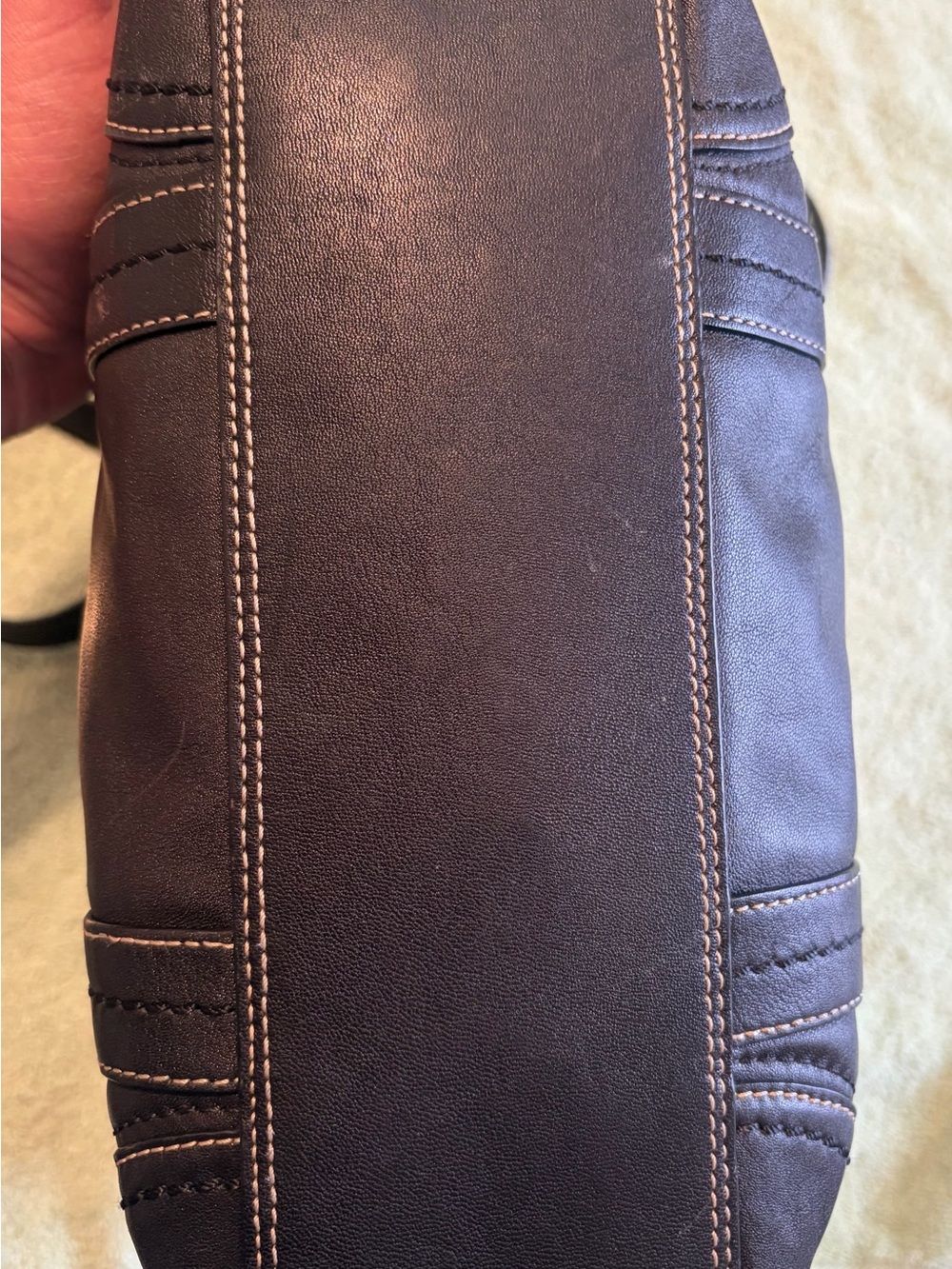 Coach Black Leather Shoulder Tote with Buckle Straps - Picture 6 of 9